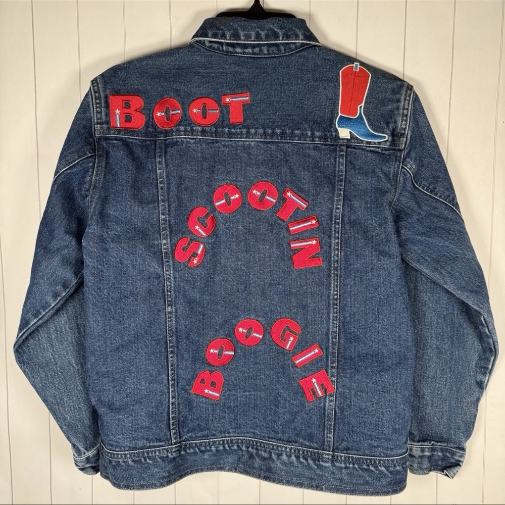 Vintage Custom Boot Scootin Boogie Jean Jacket Western Cowgirl Rodeo Fashion PS